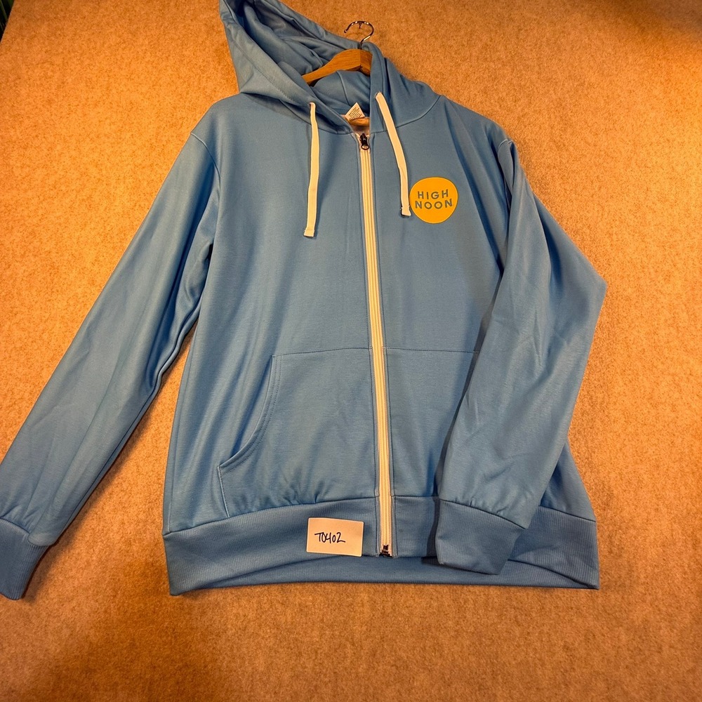 High Noon Sun Sips Sun\'s Up Blue‎ Zip Up Hoodie Sweatshirt Small Promo Graphic